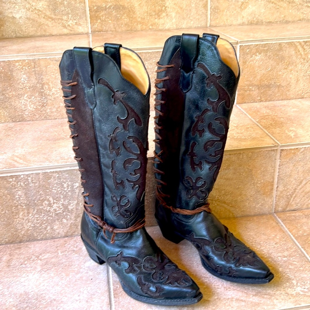 Stetson Western Boot Ande size 10 black and brown